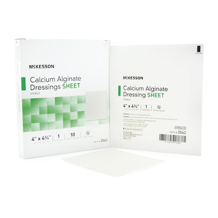 Mckesson Calcium Alginate Dressing, 4 x 4-3/4 inch, Sterile, 10PK 3562